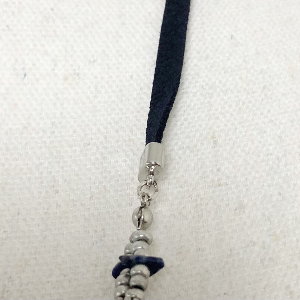 NWT CHICO’S Boho Lavender jewels with Gun Metal Beads Long Tassel Necklace - Picture 9 of 16